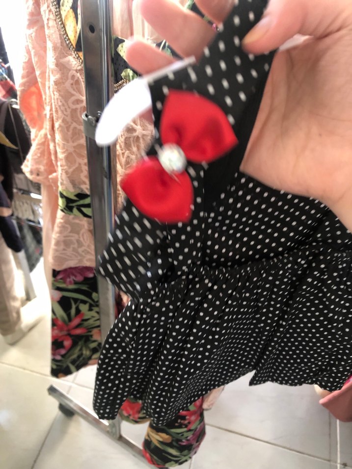 Puantiye Desenli Siyah kurdela ve bandana elbise - Görsel 2