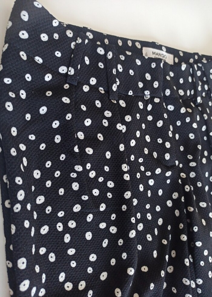 Mango çift pile detaylı dokulu rahat kesim pantolon  - Görsel 3