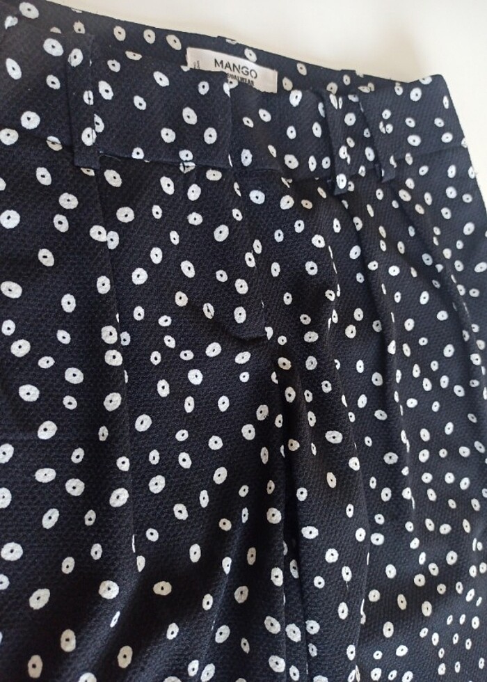 Mango çift pile detaylı dokulu rahat kesim pantolon  - Görsel 4