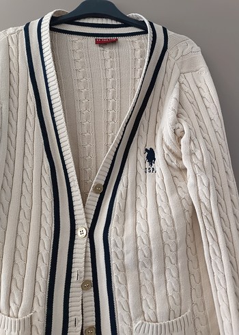 U.S Polo Assn. Beyaz Örgü Kadın Hırka
