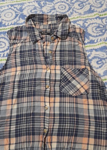 Düğmeli, Kolsuz Ekose Gömlek - Görsel 5