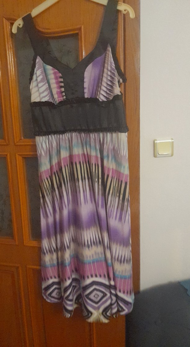 Mor Bağcıklı Uzun Hamile Elbisesi - Görsel 2