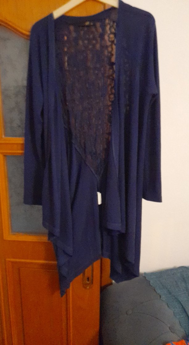 Uzun Lacivert Kadın Hırka - Görsel 2