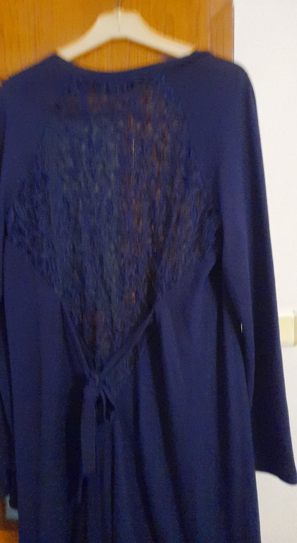 Uzun Lacivert Kadın Hırka - Görsel 4