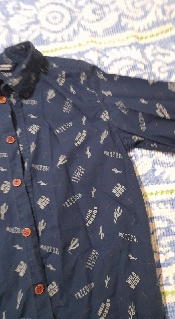 Erkek Çocuk Lacivert Baskılı Denim Gömlek - Görsel 4