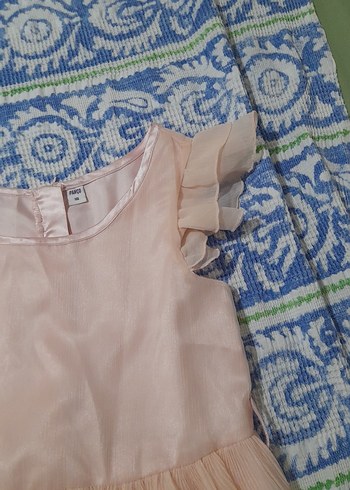 Kız Çocuk Pileli Pudra Elbise - Görsel 3