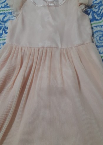 Kız Çocuk Pileli Pudra Elbise - Görsel 2