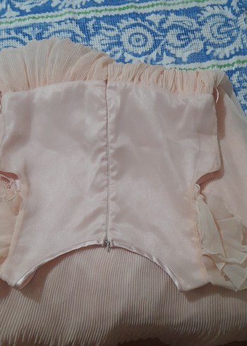 Kız Çocuk Pileli Pudra Elbise - Görsel 5