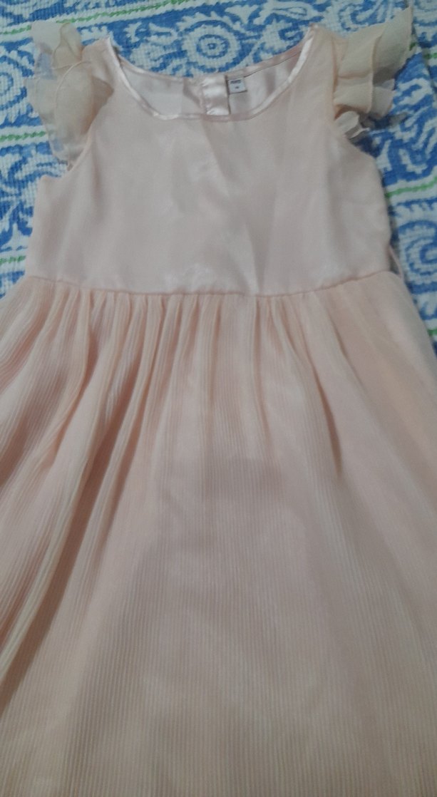 Kız Çocuk Pileli Pudra Elbise - Görsel 2