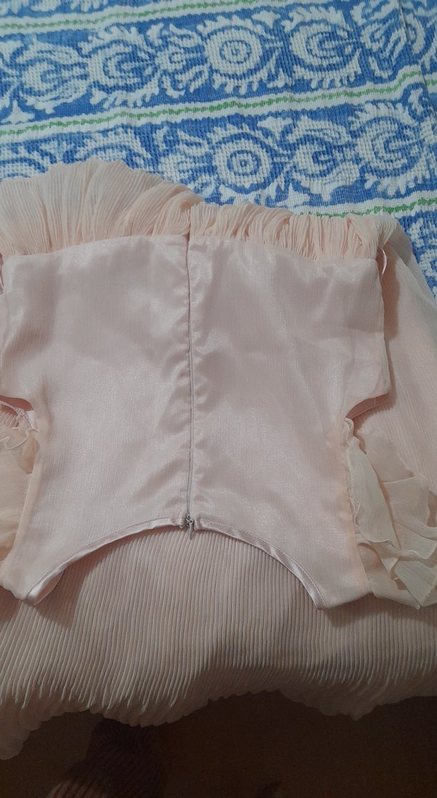 Kız Çocuk Pileli Pudra Elbise - Görsel 5