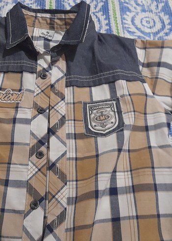 Erkek Çocuk Düğmeli Kısa Kollu Ekose Gömlek - Görsel 2