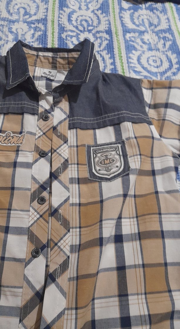 Erkek Çocuk Düğmeli Kısa Kollu Ekose Gömlek - Görsel 2