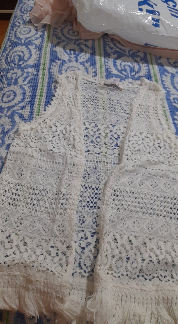 Bohem Dantel Detaylı Beyaz Kadın Şal - Görsel 5