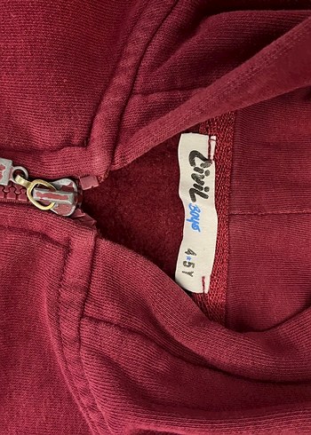 Bordo Fermuarlı Kız Erkek unisex Sweatshirt Kapüşonlu - Görsel 2