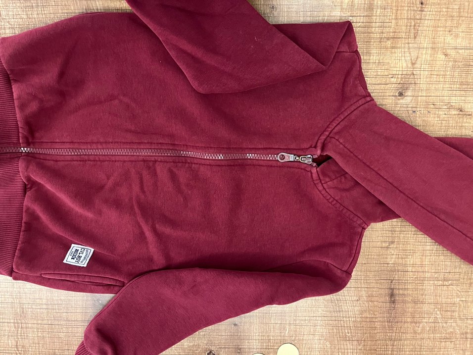 Bordo Fermuarlı Kız Erkek unisex Sweatshirt Kapüşonlu - Görsel 3