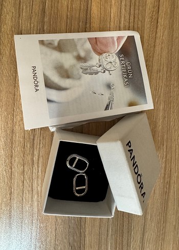 Pandora gümüş Pave taşlı küpe 2 adet - Görsel 2