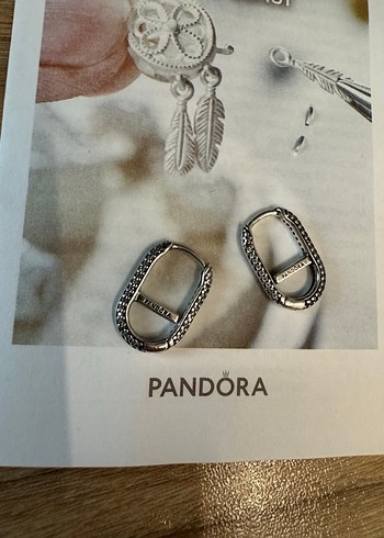 Pandora gümüş Pave taşlı küpe 2 adet - Görsel 4
