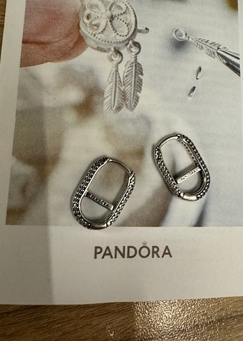 Pandora gümüş Pave taşlı küpe 2 adet - Görsel 3