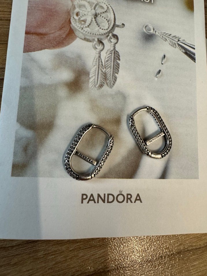 Pandora gümüş Pave taşlı küpe 2 adet - Görsel 4