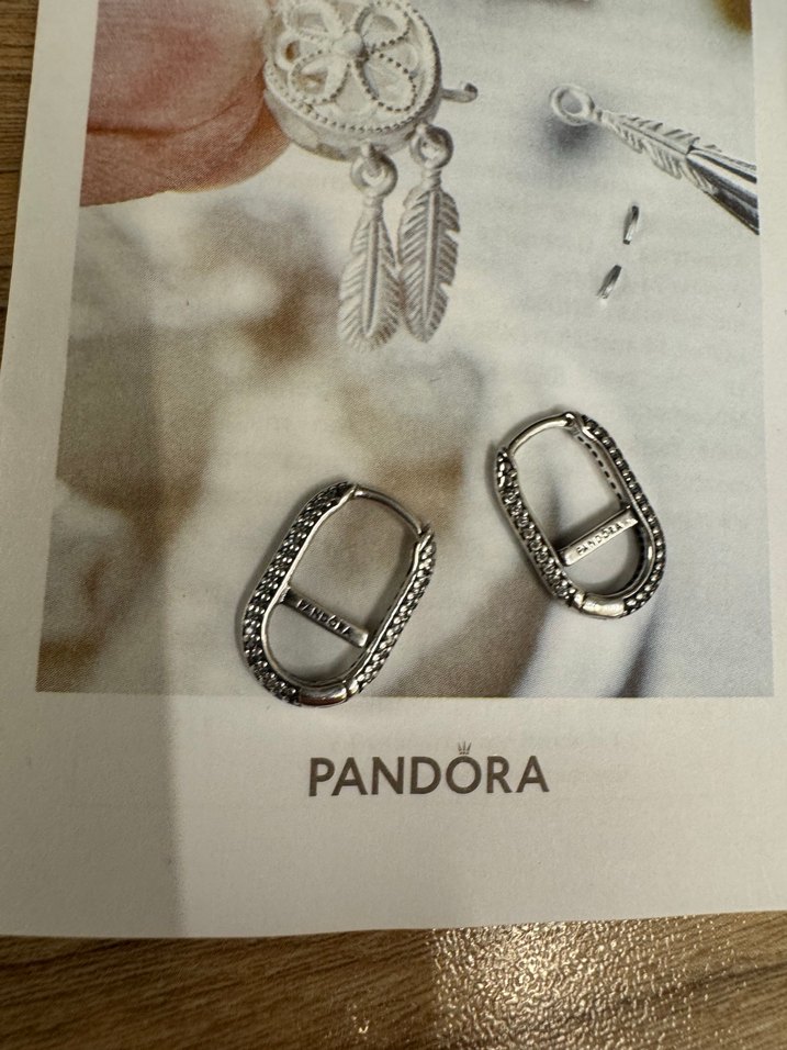 Pandora gümüş Pave taşlı küpe 2 adet - Görsel 3