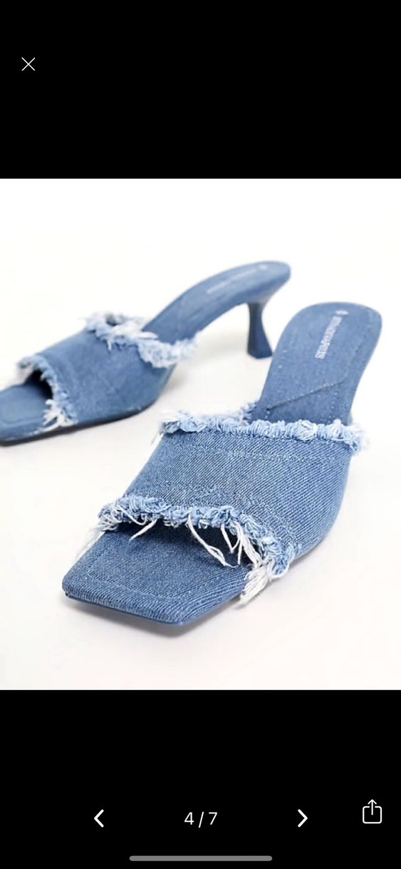 Stradivarius kot denim kısa topuklu terlik - Görsel 4