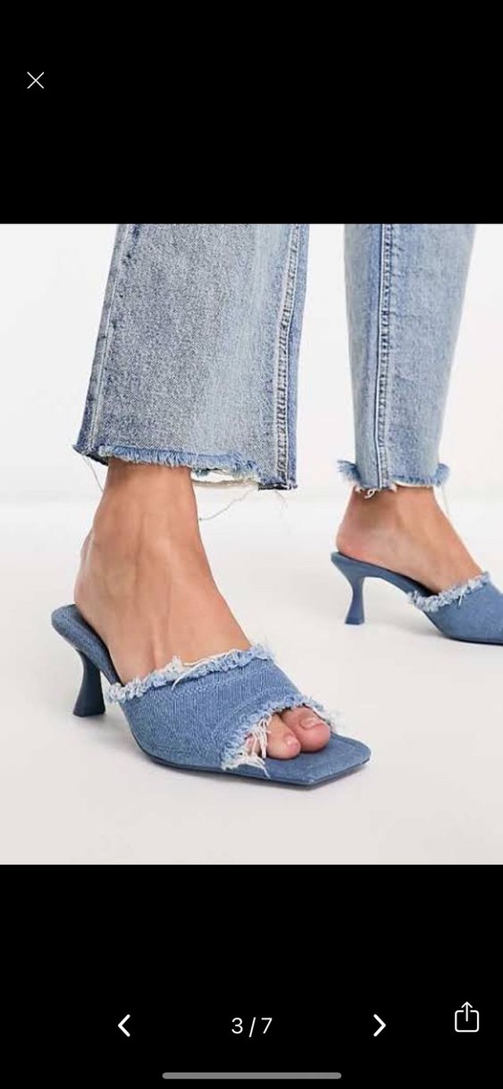 Stradivarius kot denim kısa topuklu terlik - Görsel 3