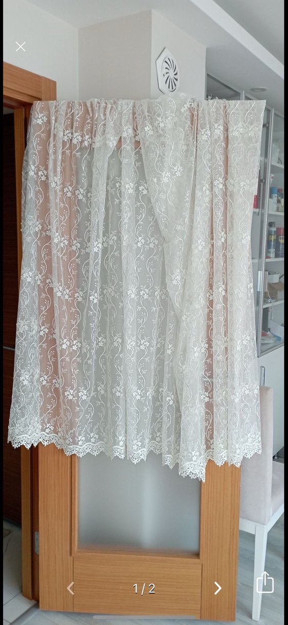 İşlemeli Beyaz Tül Perde - Görsel 2