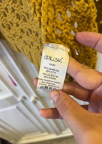 Sarı Örgü Kısa Kollu Bohem Hırka - Görsel 3