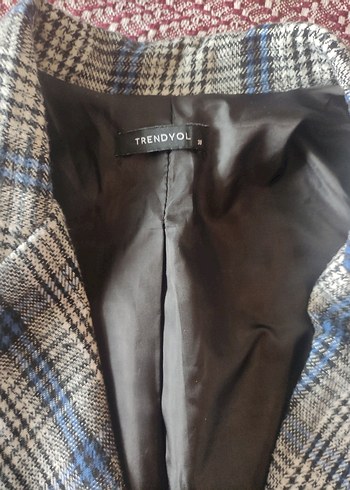Trendyol Milla ekose ceket mavi siyah - Görsel 2