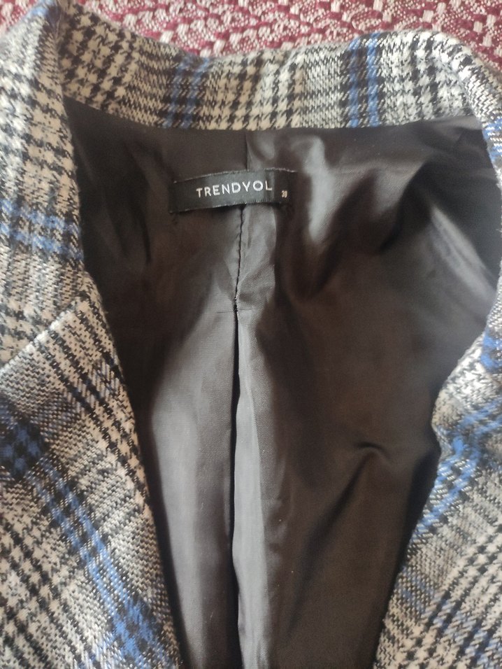 Trendyol Milla ekose ceket mavi siyah - Görsel 2