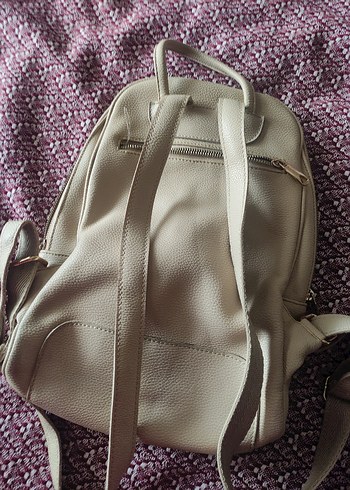 Bej Deri Kadın Sırt Çantası - Görsel 6