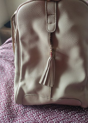 Bej Deri Kadın Sırt Çantası - Görsel 2