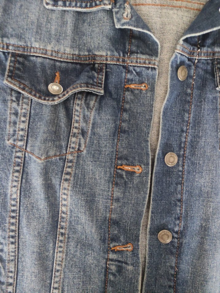 Bohem Stil Düğmeli Mavi Denim Ceket - Görsel 2