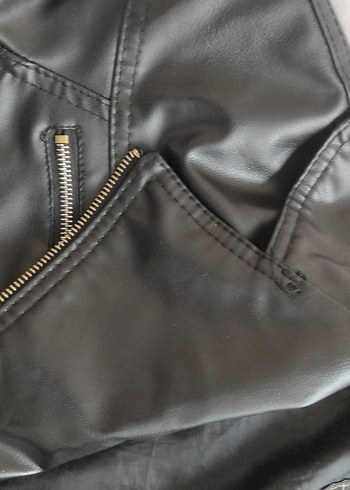 Kadın Siyah Deri Şeffaf Detaylı Ceket - Görsel 6