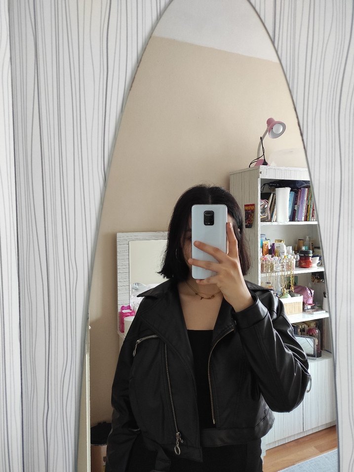 Kadın Siyah Deri Şeffaf Detaylı Ceket - Görsel 2