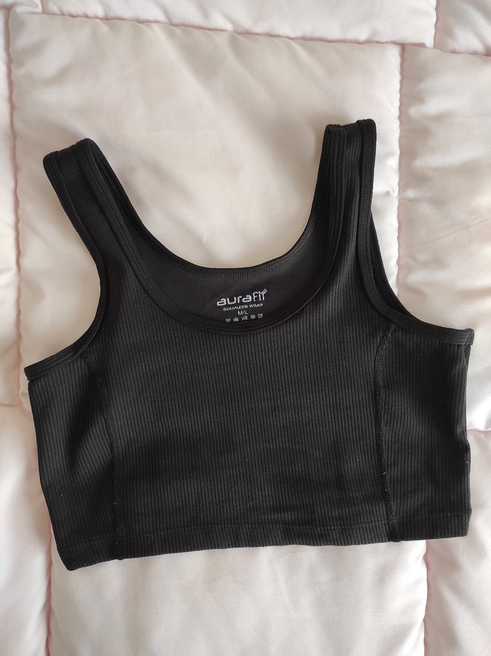 Siyah Straplez Spor Crop Top - Görsel 2