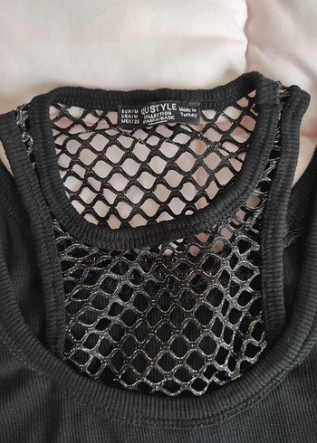 Dantel Detaylı Siyah Goth Askılı Bluz - Görsel 5