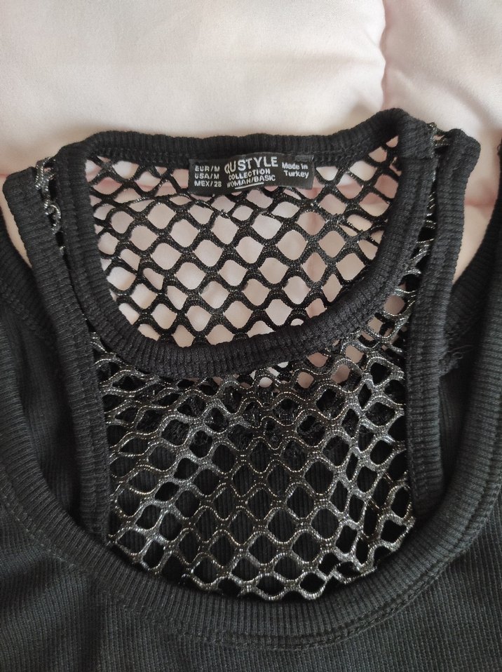 Dantel Detaylı Siyah Goth Askılı Bluz - Görsel 5