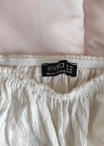 Kısa Kollu Beyaz Keten Bluz - Görsel 3