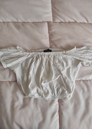 Kısa Kollu Beyaz Keten Bluz - Görsel 2