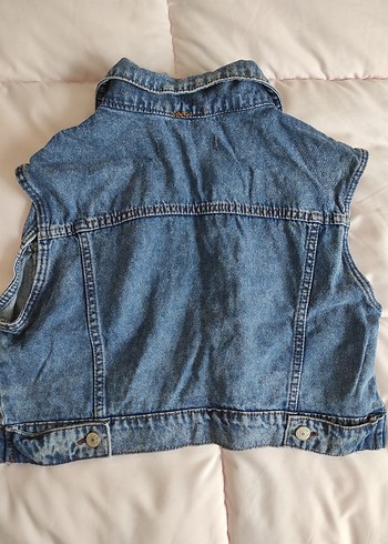Kadın mavi Kolsuz Denim Yelek - Görsel 5