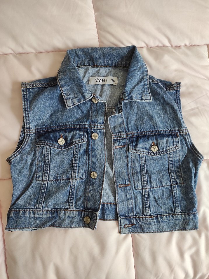 Kadın mavi Kolsuz Denim Yelek - Görsel 4