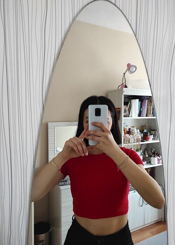 kırmızı crop tshirt - Görsel 2