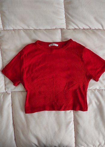 kırmızı crop tshirt - Görsel 4