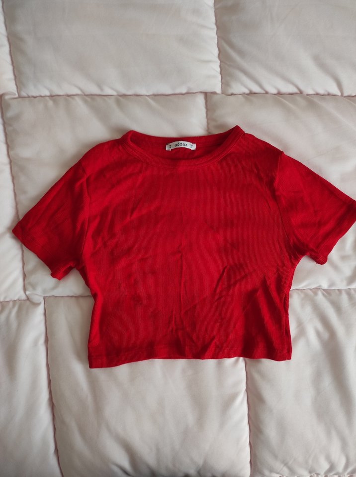 kırmızı crop tshirt - Görsel 4