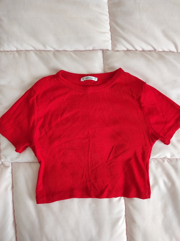 kırmızı crop tshirt - Görsel 3