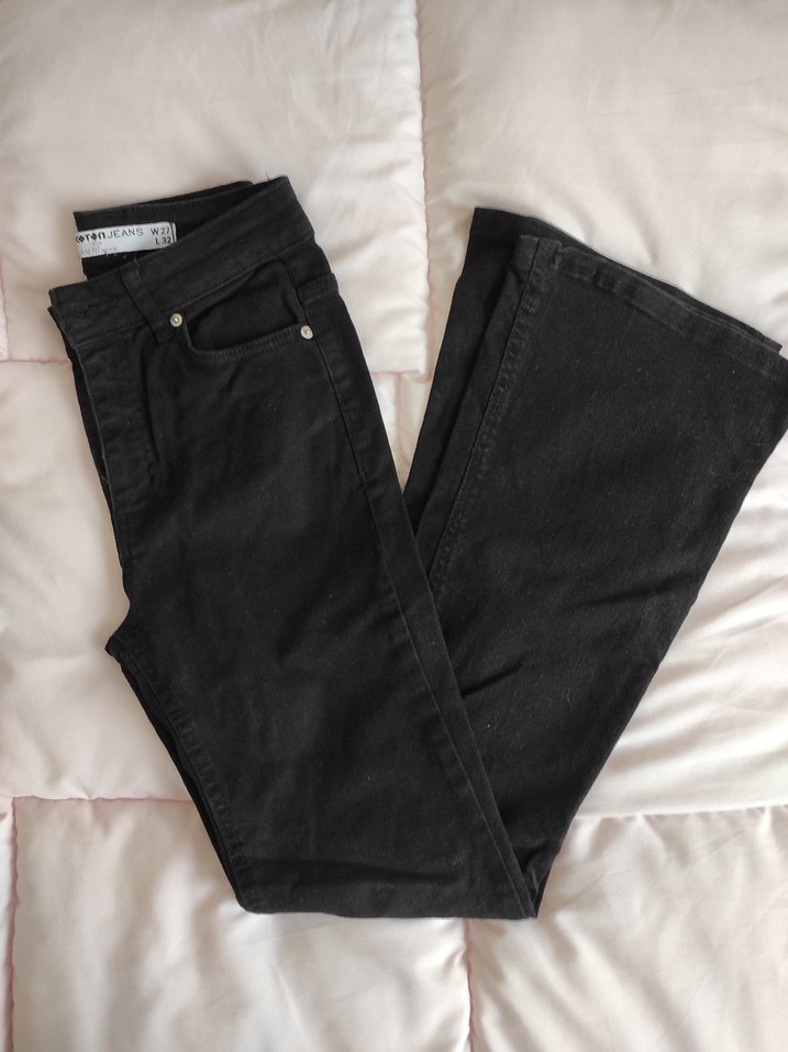 Siyah koton ispanyol Kadın Kot Pantolon - Görsel 2