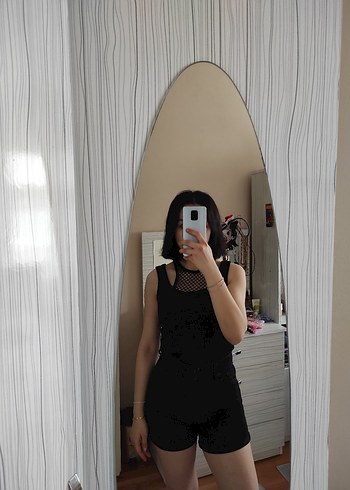 Siyah Loose Fit Mini Denim Şort - Görsel 4