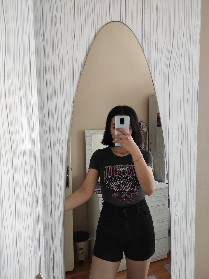 Siyah Loose Fit Mini Denim Şort - Görsel 5