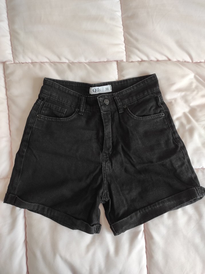 Siyah Loose Fit Mini Denim Şort - Görsel 2